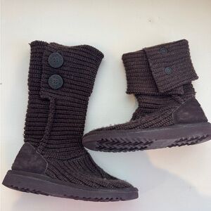 UGG Dark Brown Knit Button Boots